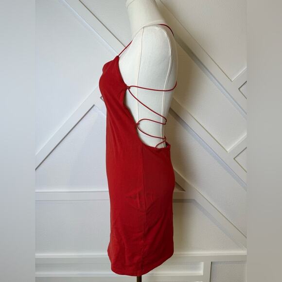 Tiger Mist Bentley Strappy Back Body-con Mini Dress Rust Red Size Large - Picture 4 of 11